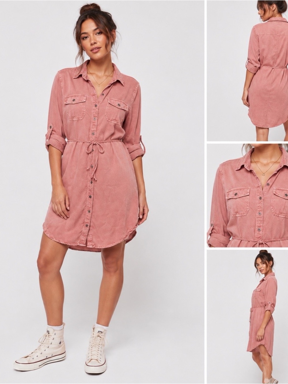 Parasuco Dusty Rose Button-Front Shirt Dress